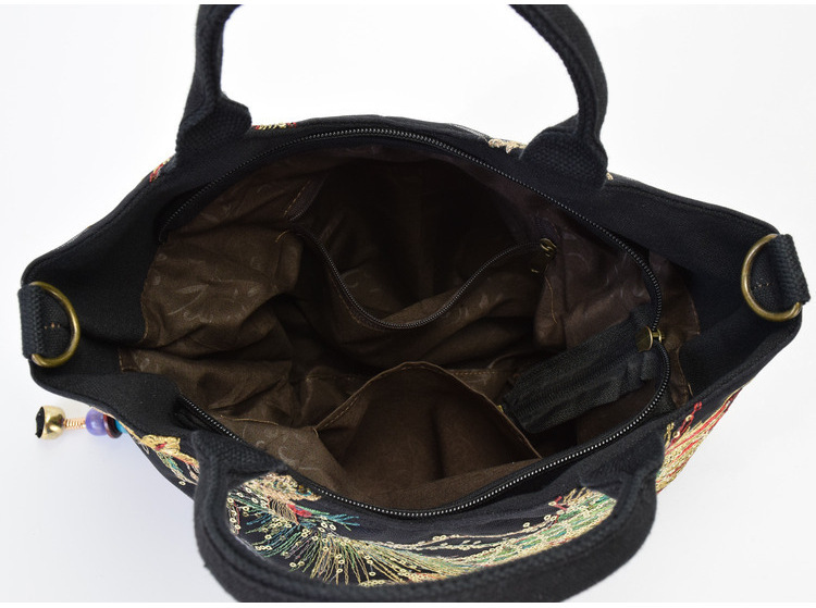 Sac à main de style ethnique brodé grande capacité bandoulière sac à bandoulière rétro toile brodée sac à main à bandoulière unique pour femme_voghion.com