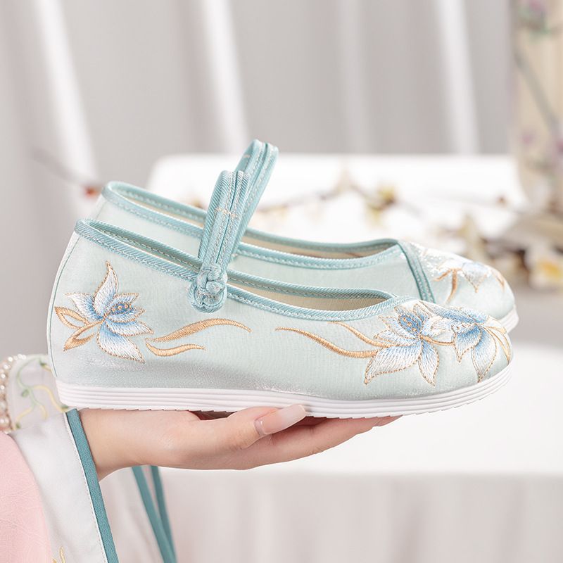Damenschuhe für Frühling und Sommer, neue Stoffschuhe im antiken Stil, bestickte Schnalle, bestickte Schuhe, Stoffschuhe im Ethno-Stil, weiche Sohle, größere Größe_voghion.com