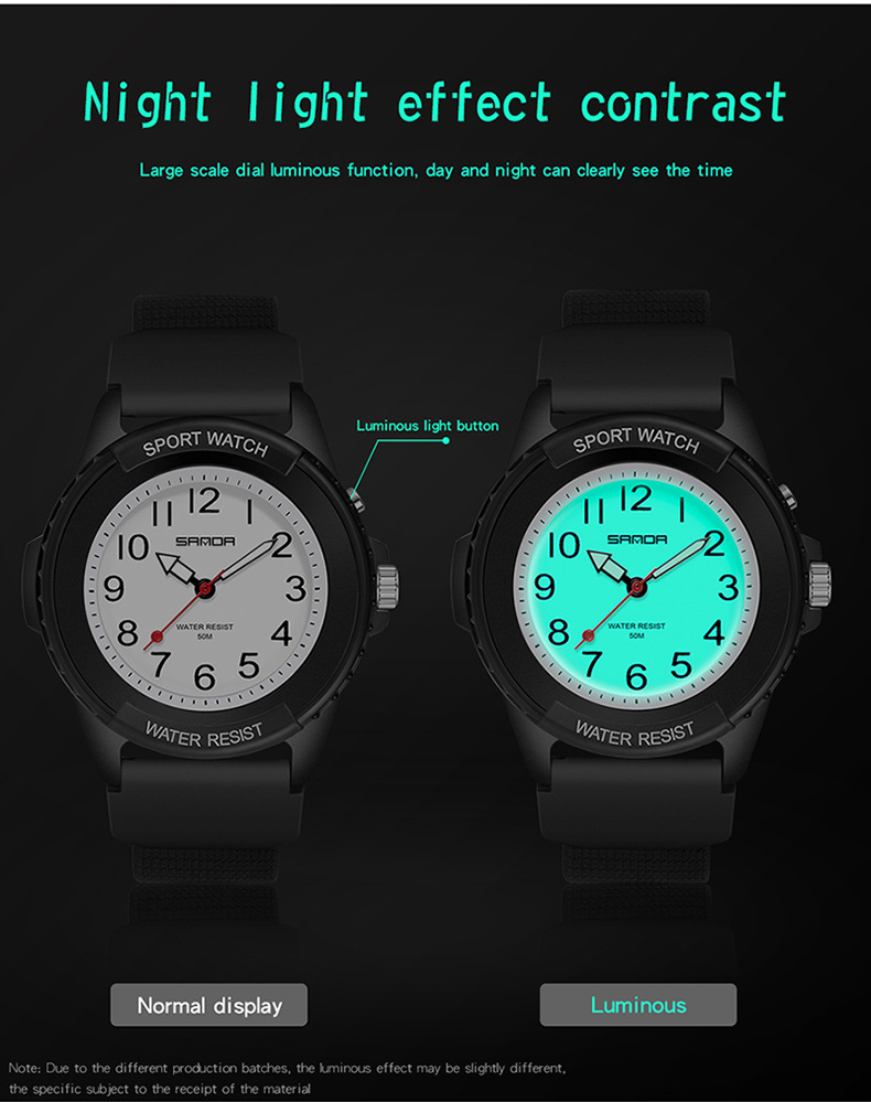 Orologio sportivo al quarzo con quadrante luminoso - Cassa in resina leggera, vetro minerale, impermeabile fino a 30 m, display analogico-digitale, movimento luminoso, orologio da studente_voghion.com