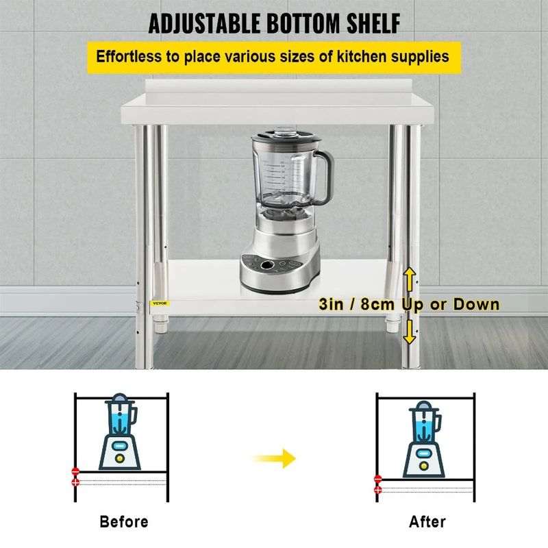 24 With And Load Adjustable Heavy X 35 Worktable 440lbs Prep Metal Steel Duty X Backsplash Un Capacity 36 Table Inch Stainless_voghion.com
