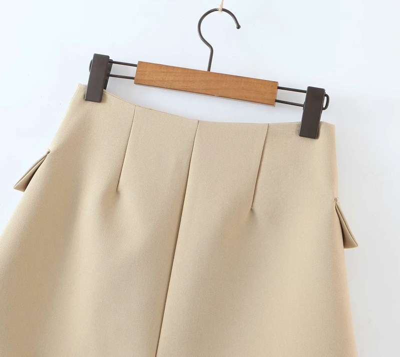 Dames 2021 Lente Nieuw Kort Pak Jasje Met Schuine Knopen + Hoge Taille Zak Rok_voghion.com