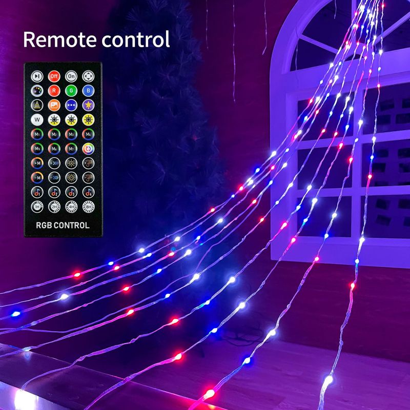 Holiday Lighting Smart Bluetooth Five Pointed Star Waterfall Light 3.6m Christmas Decoration Hanging Tree Trailer Light LED Starry Sky Flowing Water_voghion.com