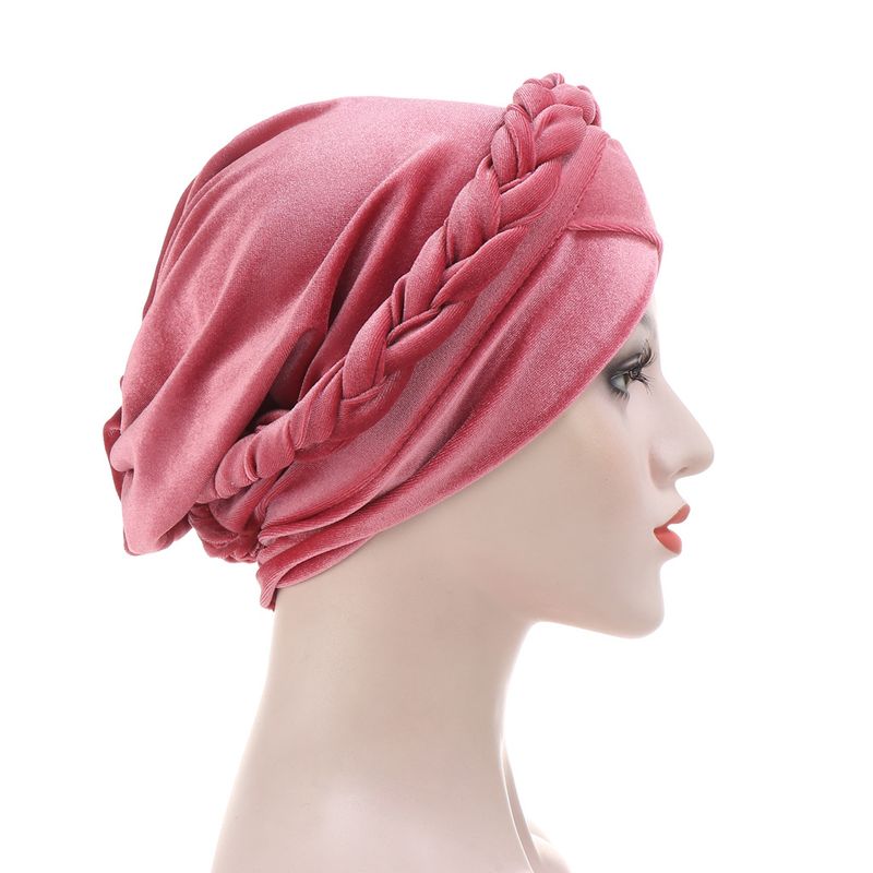 new turban hat multi-color velvet single color single braid hat  fashion pullover hat in stock_voghion.com