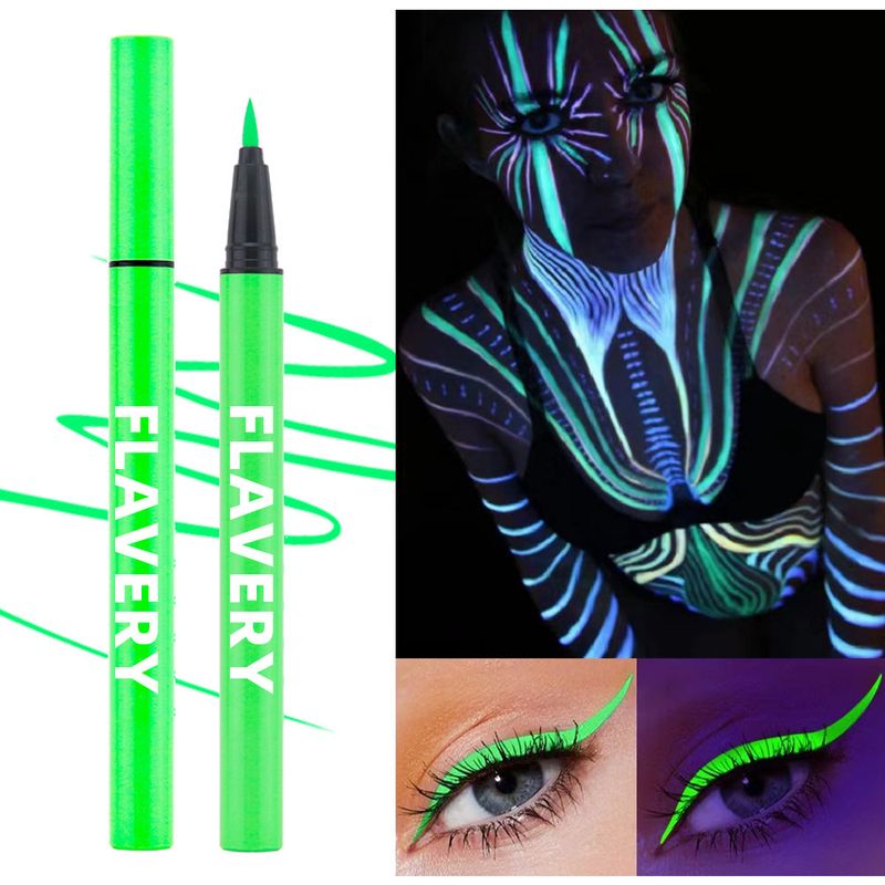 Nieuwe fluorescerende kleurrijke UV-eyeliner, waterdicht, zweetbestendig en langdurig houdende gezichtsverfpen_voghion.com