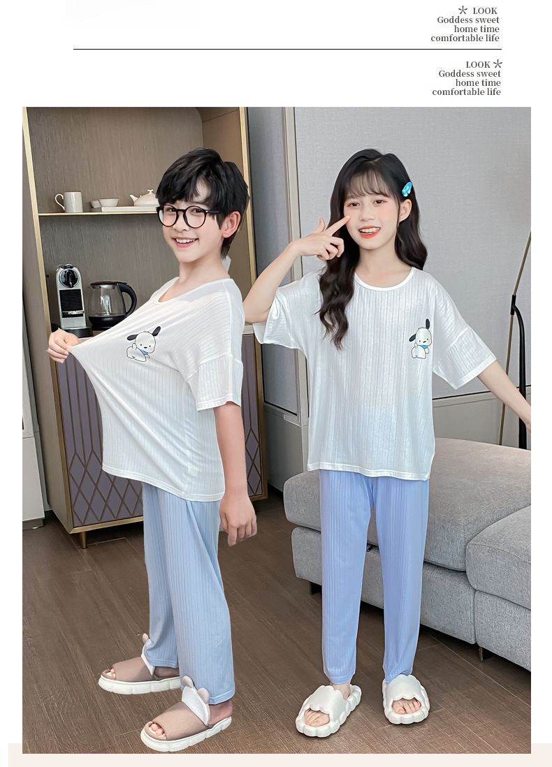 Pyjamas Kinder Sommer Klasse A Modal Kinderhaus Kleidung Anzug Kinder und Mädchen Pyjamas Damen Sommer_voghion.com