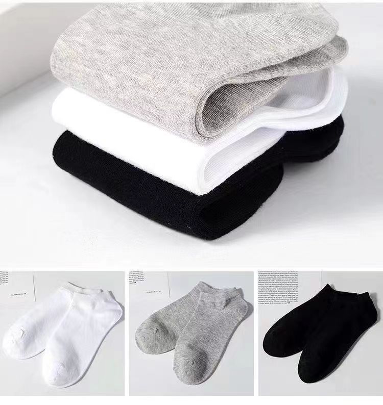 2025d Men's Sports Solid Color Short Boat Invisible Summer Thin Low Cut Black Socks_voghion.com