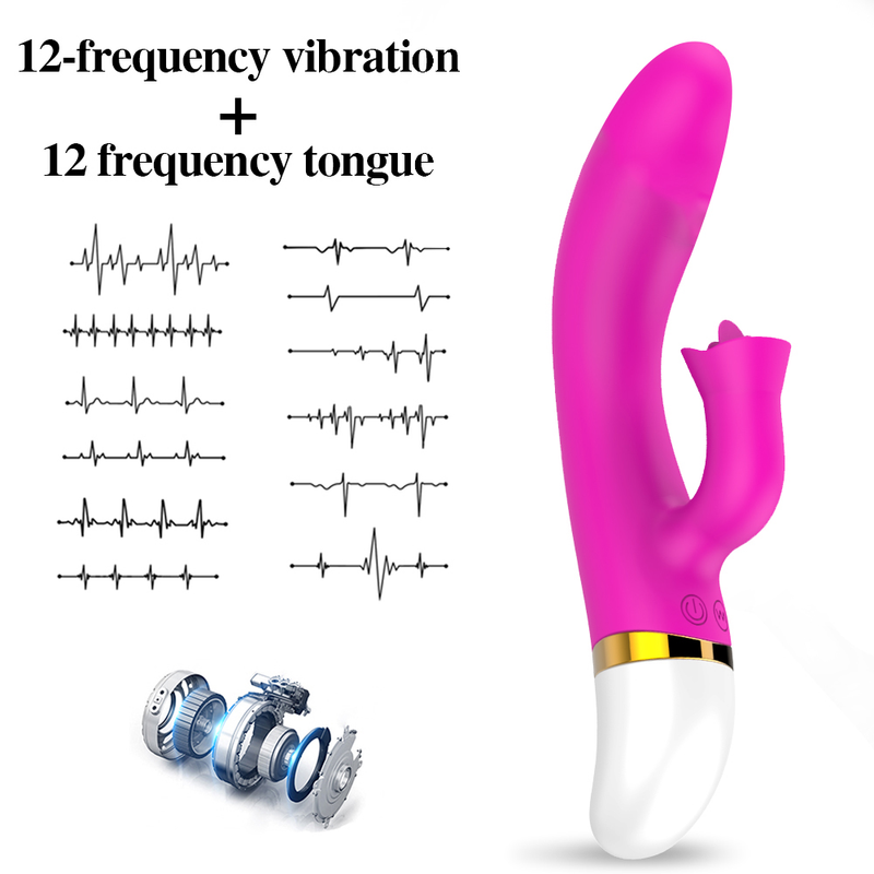 Clitoris Vibrating Oral Massager Tongue Licking Rabbit Vibrators For Women USB Charge Double Motor Vibrato_voghion.com