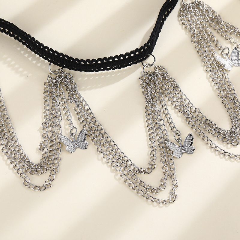 Fascia elastica in pizzo sexy da spiaggia, ciondolo a farfalla, catena multistrato, accessori per le gambe_voghion.com