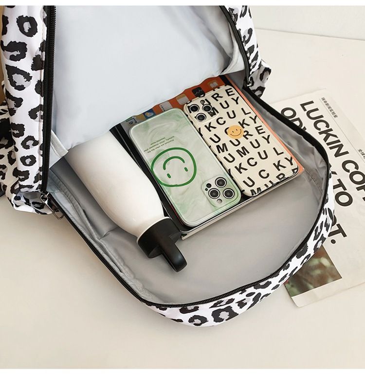 Women's Leopard Print School Bag Fashion Casual Large Capacity Backpack_voghion.com