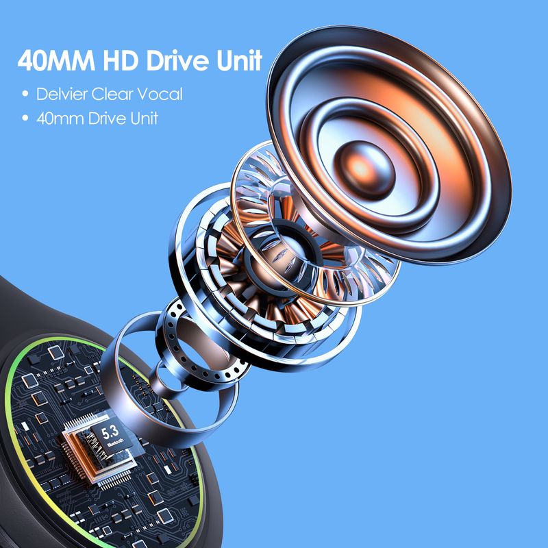 Casque sans fil pliable Siindoo RGB Lamp JH-919C, écouteurs stéréo Bluetooth, 3 modes sonores EQ, basses profondes Hi-Fi_voghion.com