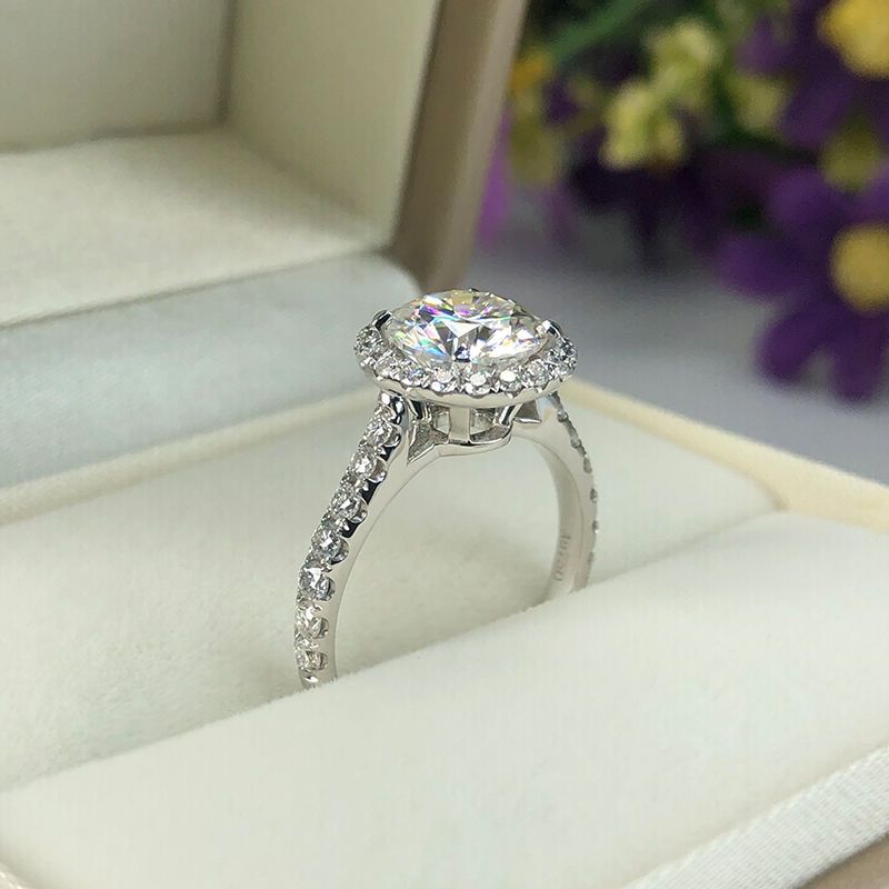 Inel autentic cu diamant din piatră Mosang importată pentru femei, cu un inel rotund cu patru gheare, din ou de porumbel, de unu sau două carate, verighetă personalizată_voghion.com
