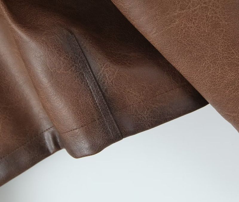 Damenbekleidung Vintage PU-Motorradjacke für Damen – Retro-Kurz-Bikerjacke mit Reverskragen und Taschen_voghion.com