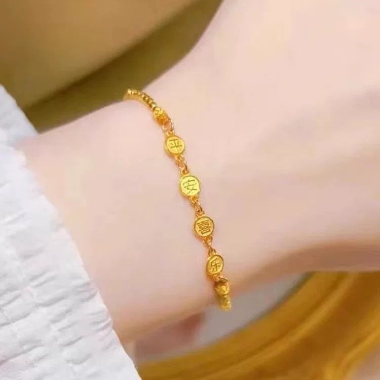 Vjetnamas smilšu zelta lauztā zelta Ping An Joy aproce ar zelta pārklājumu, modes nišas dizaina sajūta, sieviešu aproce, vieglas luksusa preces_voghion.com