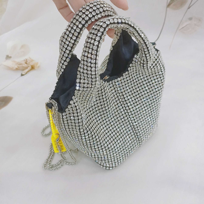 Damentasche, modische, hochwertige Diamantkette mit Strass, tragbarer Messenger für den Abend_voghion.com