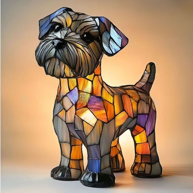 New Dog Series Resin Ornaments LED Night Light Art Animal Statue Creative Home Desktop Decoration_voghion.com