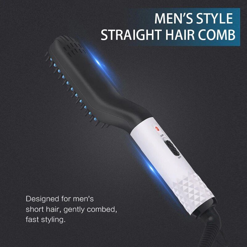 Brush Professional Beard Straightener Multifunctional Straightening Comb Hair Curler Quick Heating Styling Tools_voghion.com