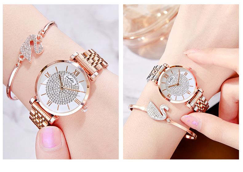 2024 2024 Heißer Verkauf Neue Einfache und Elegante Voller Diamant Stern Stahl Band Uhr Geschenk Box Valentinstag Geschenk_voghion.com