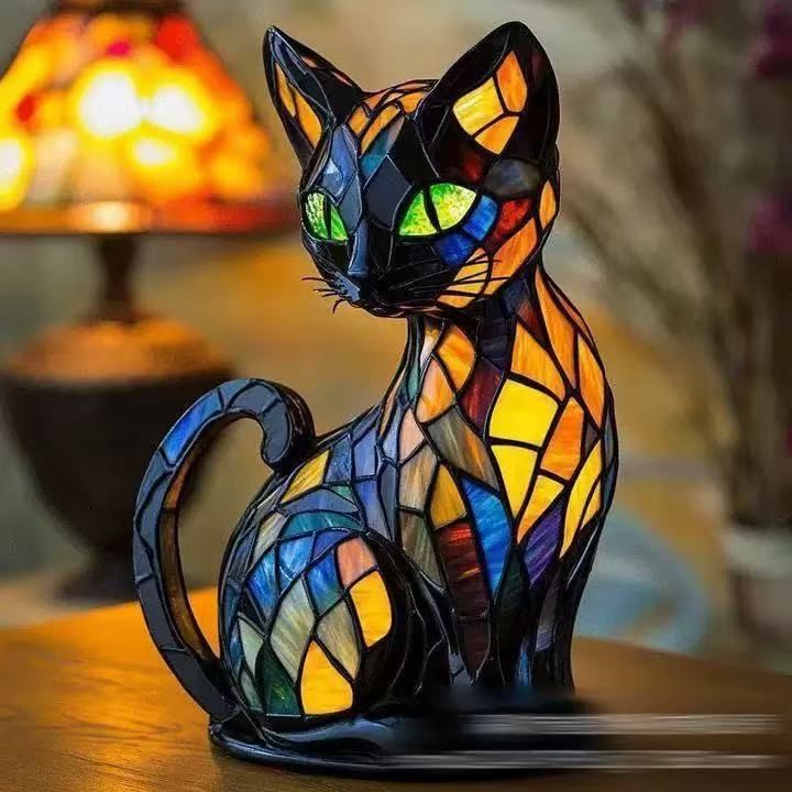 New Dog Series Resin Ornaments LED Night Light Art Animal Statue Creative Home Desktop Decoration_voghion.com