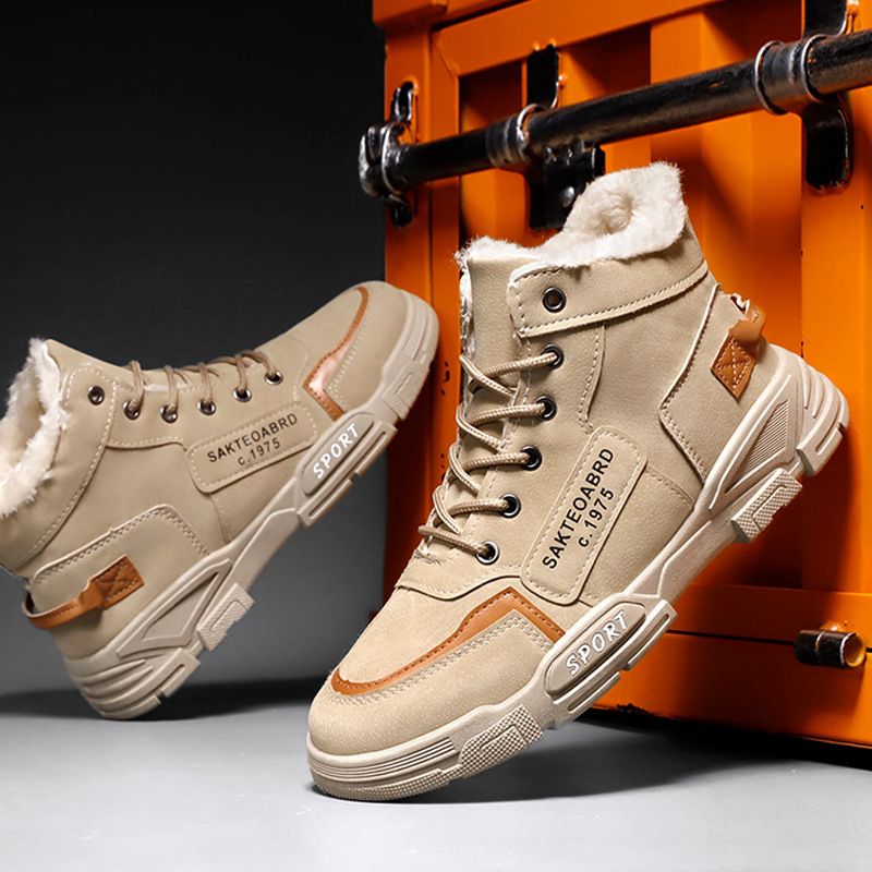 Fleecegefütterte, verdickte Schneestiefel für Herren, Winter-Baumwollschuhe, wasserdichte, rutschfeste, warme Martin-Stiefel für den Außenbereich, Koreanisch_voghion.com