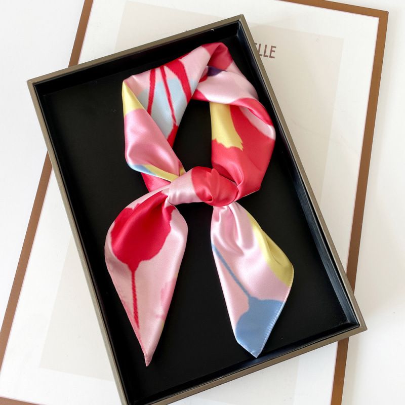 70cm Spring Summer New Square Colorful Printed Silk Women's Professional Neck Satin Small Scarf_voghion.com