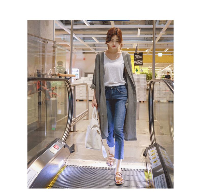 8852025 Printemps Nouveau Lâche Grand Coton Et Cardigan Moyen À Lin Manches Longues Manteau Tendance_voghion.com