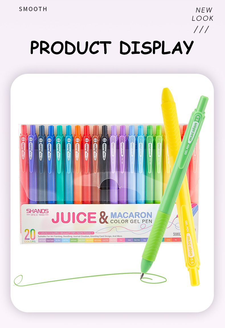 S686 10-Color Retractable Gel Pens Set - 0.5mm Fine Tip, Quick-Dry Ink For Note Taking, Journaling, Drawing & School Supplies (Assorted Colors)_voghion.com