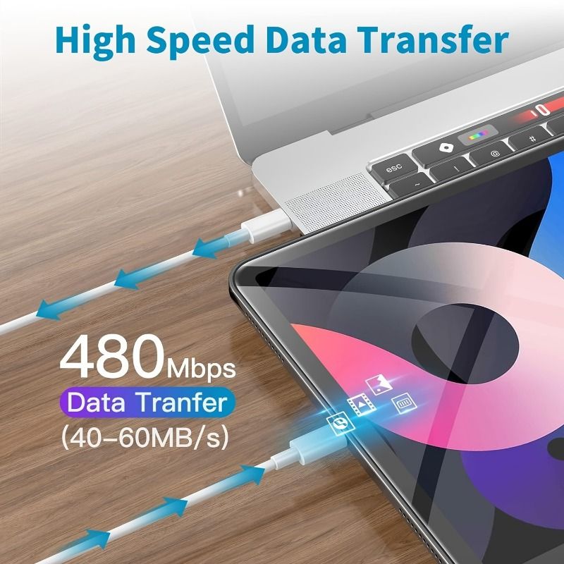 10ft USB C To USB C Cable, 60W USB Type C Fast Charging Cable, Compatible With For IPhone For SamSung For MacBook For IPad Google Etc_voghion.com