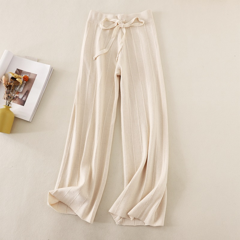 Dameskleding dikke wijde broek dames herfst en winter hoge taille losse verticale gevoel rechte casual lange broek losse verticale strepen_voghion.com