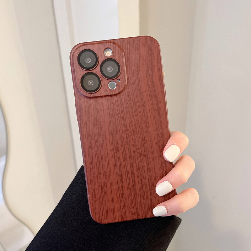 Magnéitesch drahtlos Opluedung mat Walnussholzmaserung, gëeegent fir iPhone 14 mat Lënsenfolie, Handyhülle fir Apple 13 All-inclusive 12 Hard Shell_voghion.com