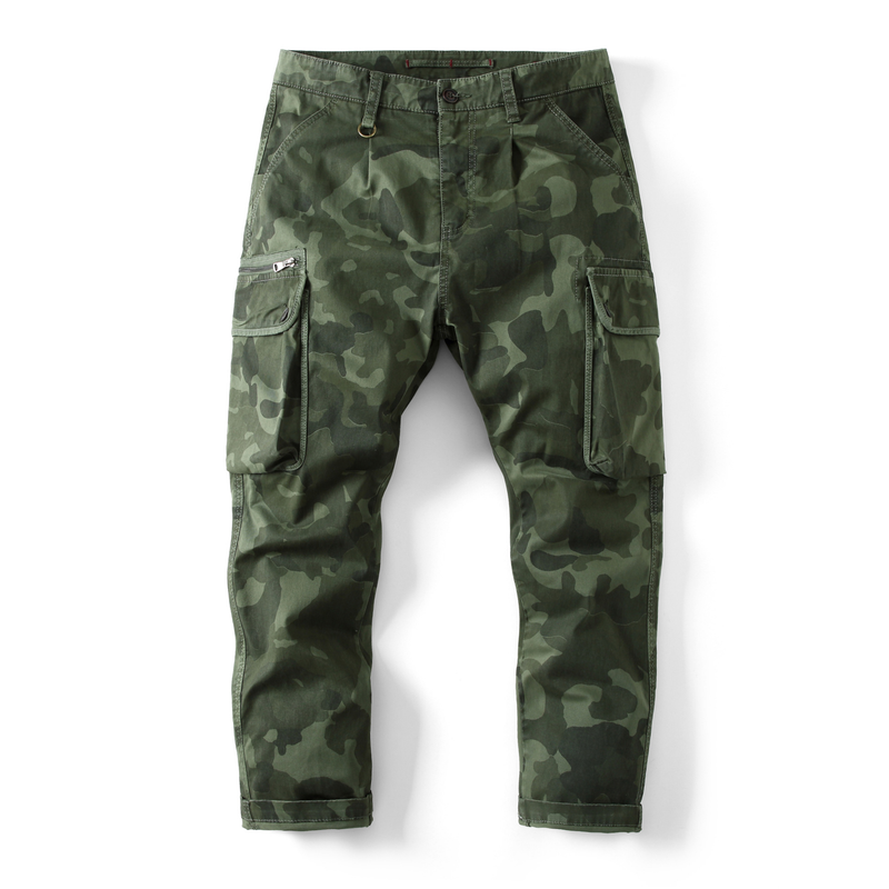 Otoño e invierno, pantalones de camuflaje sueltos con pies agrupados para hombres, pantalones sueltos de talla grande con múltiples bolsillos_voghion.com