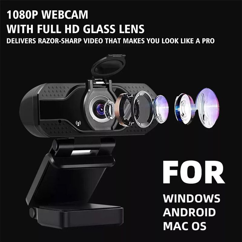1080P HD Web Camera With Universal Clips Fits Laptops Desktops LCD Monitors Webcam Full HD Microphone_voghion.com