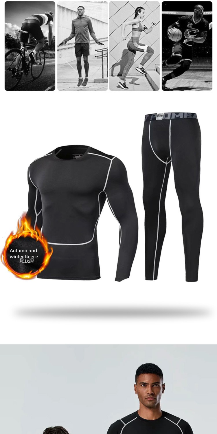 Tuta da allenamento a compressione per bambini, set da basket, calcio, sport, fitness, strato di base termico, studente, autunno_voghion.com