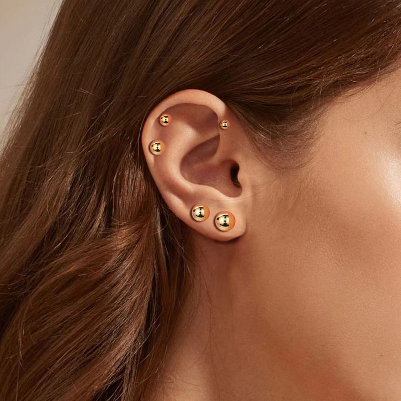 Women's Jewelry S925 Sterling Silver Bead Stud Earrings - Hypoallergenic Minimalist Earrings For Daily Wear Sizes 4mm-8mm_voghion.com