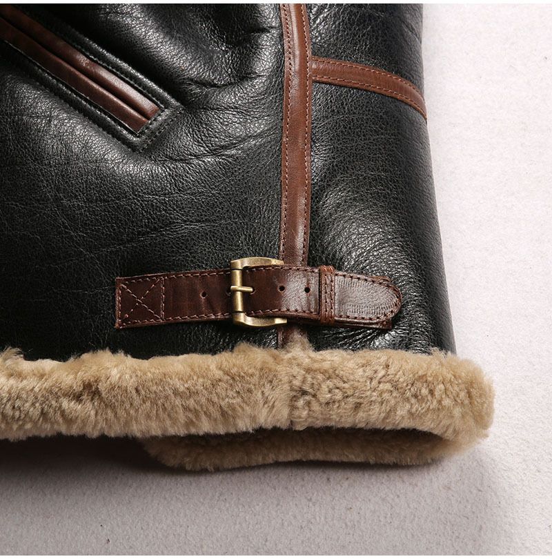 "Men's B6 Flight-Inspired Leather Jacket – Genuine Sheepskin, Retro Aviator Style, Warm & Stylish Winter Coat"_voghion.com