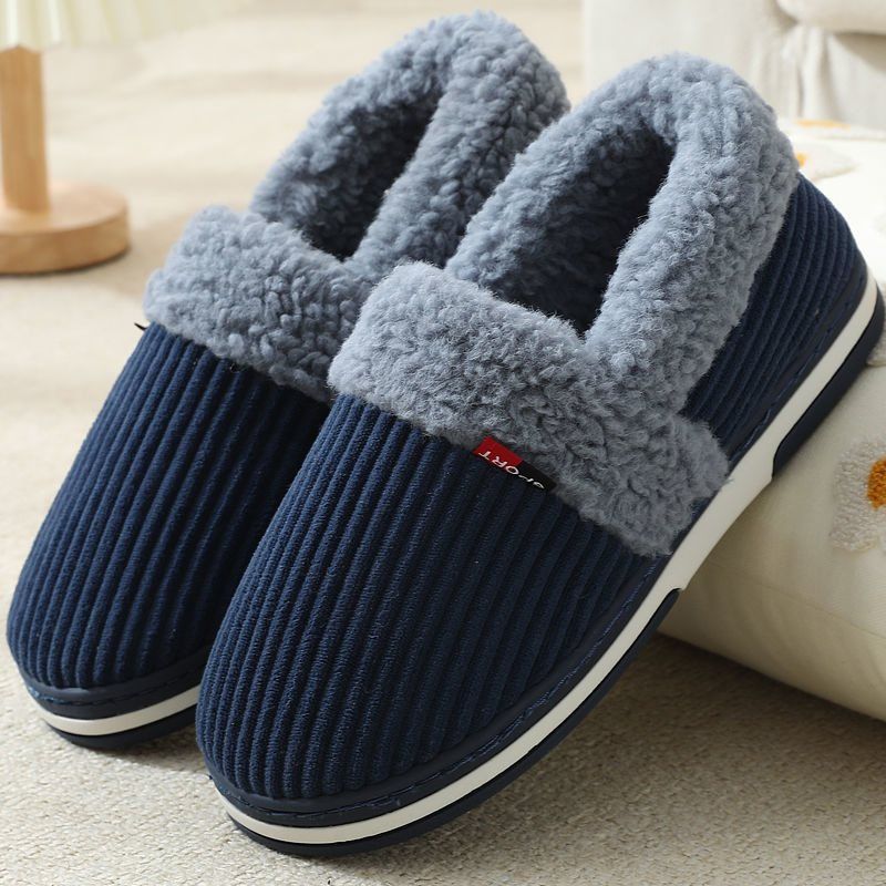 Thermo-Hausschuhe aus Baumwolle mit Absatz für Herren, Winter, mit Absatz, verdickte Sohle, für Zuhause und drinnen, mit Absatz, Baumwollschuhe für Damen_voghion.com