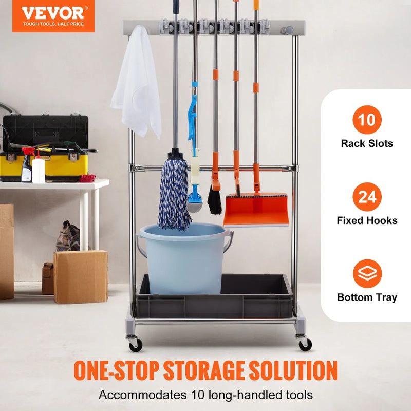 Tool Organization For Rack Long-Handl Slots Hold With Yard Storage Garden With Tool And Organizer Hooks Tower Garage Wheels 10_voghion.com