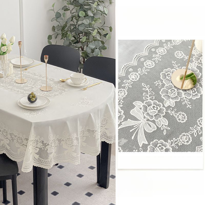 Nappe ovale rectangulaire en dentelle PVC résistante à l'huile et à l'eau_voghion.com