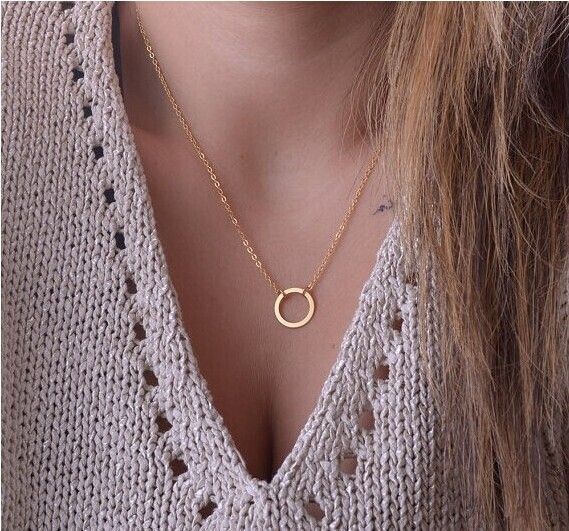 Nk602 nuevo collar de moda steampunk delicado con forma de círculo, joyería barata, colgante de cadena minimalista redonda, collar para regalo de mujer_voghion.com