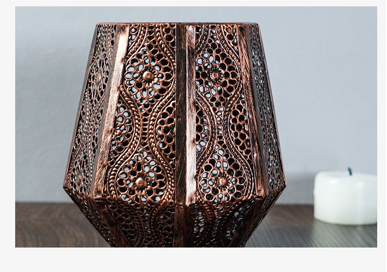 Bougeoir marocain rétro créatif à motif creux en fer et bronze, pour la maison, le salon, l'hôtel_voghion.com