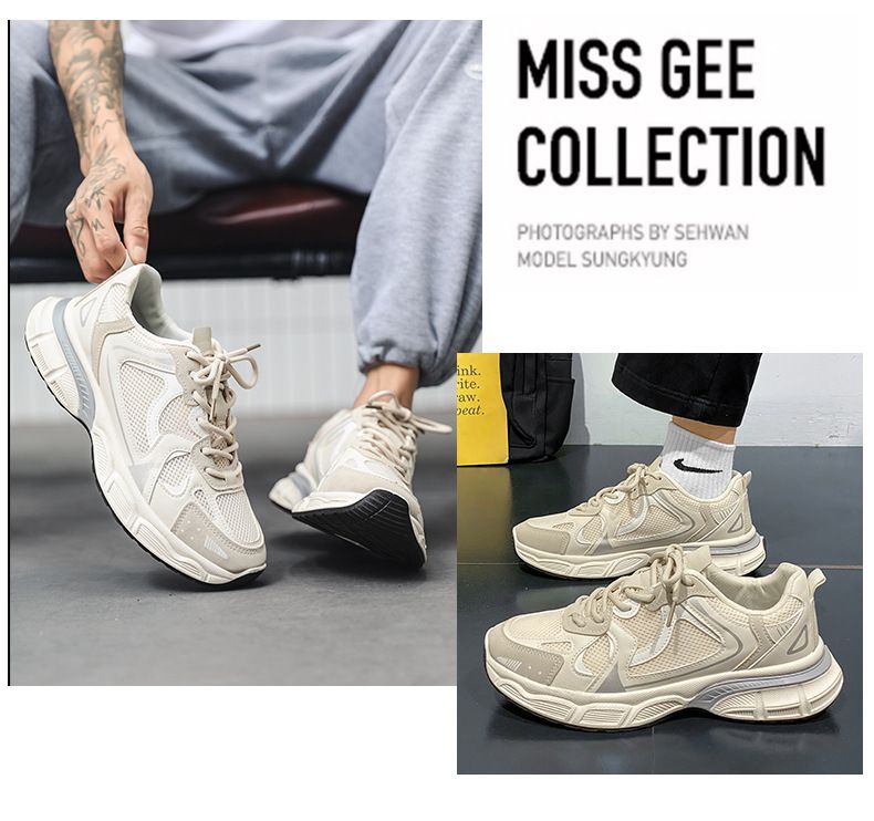 Erkek Bağcıklı Örgü Spor Ayakkabı - Atletik Ayakkabılar - Hafif ve Nefes Alabilir - Koşu Basketbol Egzersiz Spor Salonu_voghion.com