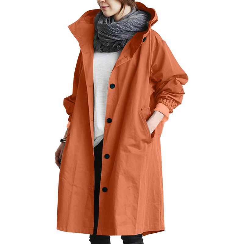 Trench casual da donna; nuovo capospalla lungo con maniche lunghe che stringe la vita._voghion.com