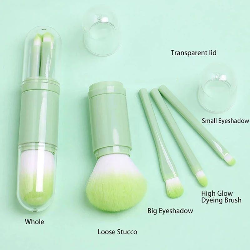 Set di pennelli professionali 4 in 1 Mini kit di pennelli per trucco viso retrattili per l'applicazione di fondotinta, cipria,_voghion.com