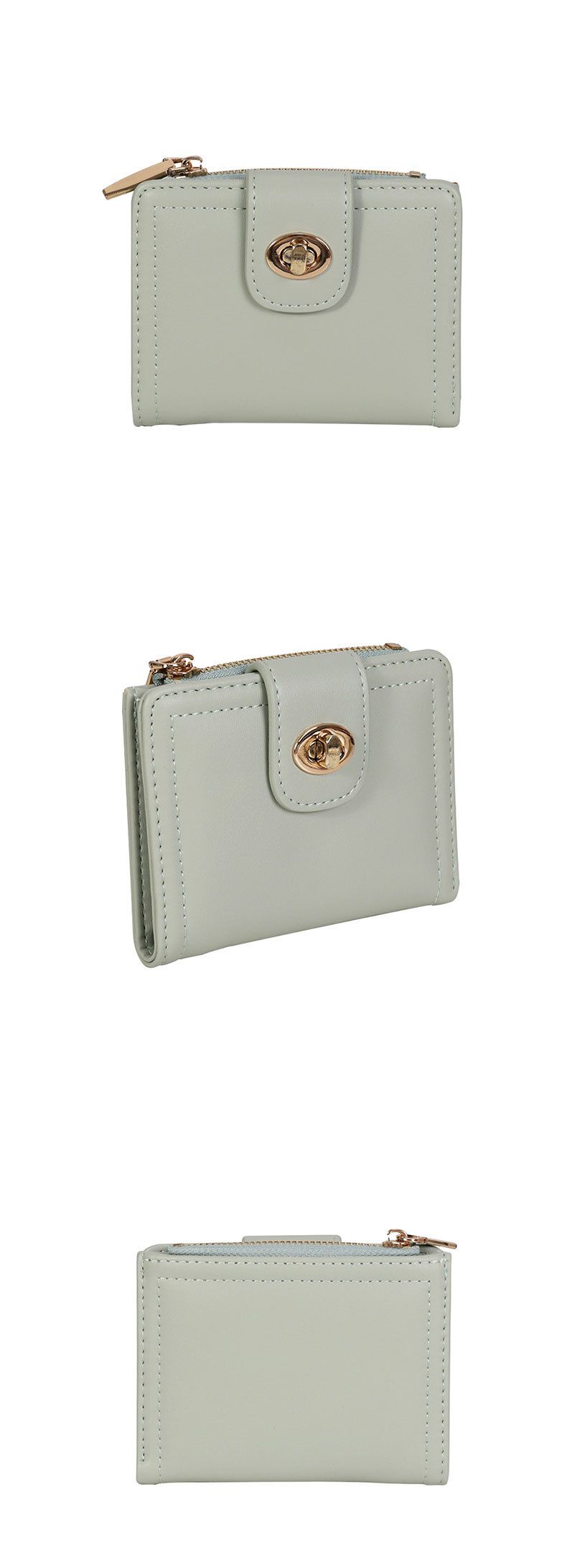 Japanese student simple short two fold PU ladies wallet zipper multi function ID fashion coin purse_voghion.com