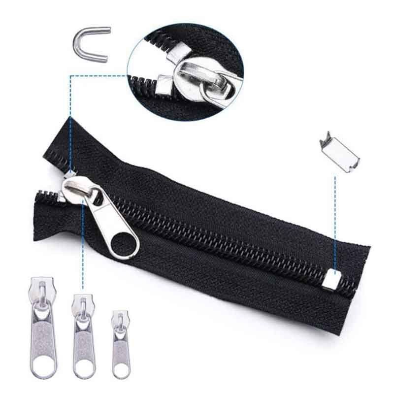 Cabeça de zíper de substituição para reparo de zíper U code fixer conjunto de controle deslizante de zíper de bagagem com caixa de alicate de corte superior_voghion.com