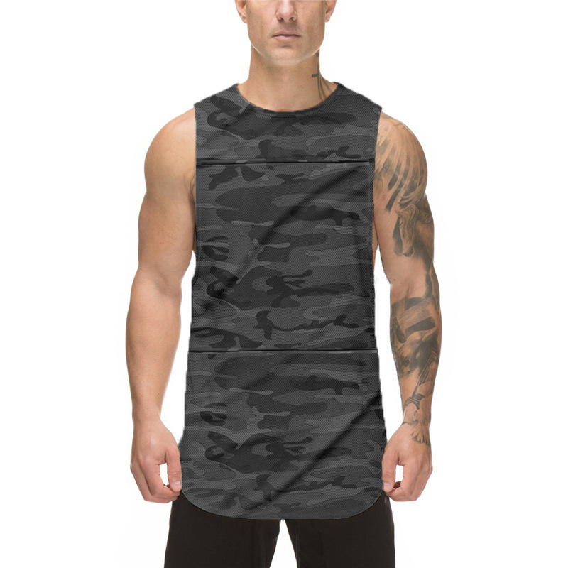 Schnelltrocknendes Tanktop für Herren mit Camouflage-Muster, Rundhalsausschnitt, Fitness-Fit, Sport-Hose, atmungsaktiv, ärmellos, Tanktop für den Sommer, dünn_voghion.com