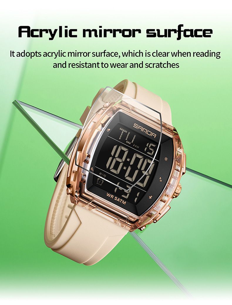 Unisex digitaal horloge met multifunctioneel display, waterdicht, alarm, stopwatch en led-achtergrondverlichting - stijlvol tonvormig ontwerp voor dagelijks gebruik_voghion.com