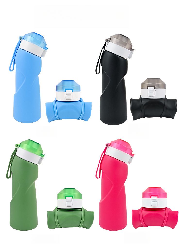 Bouteille d'eau pliable et portable en silicone de qualité alimentaire pour sports de plein air, grande capacité, créative_voghion.com