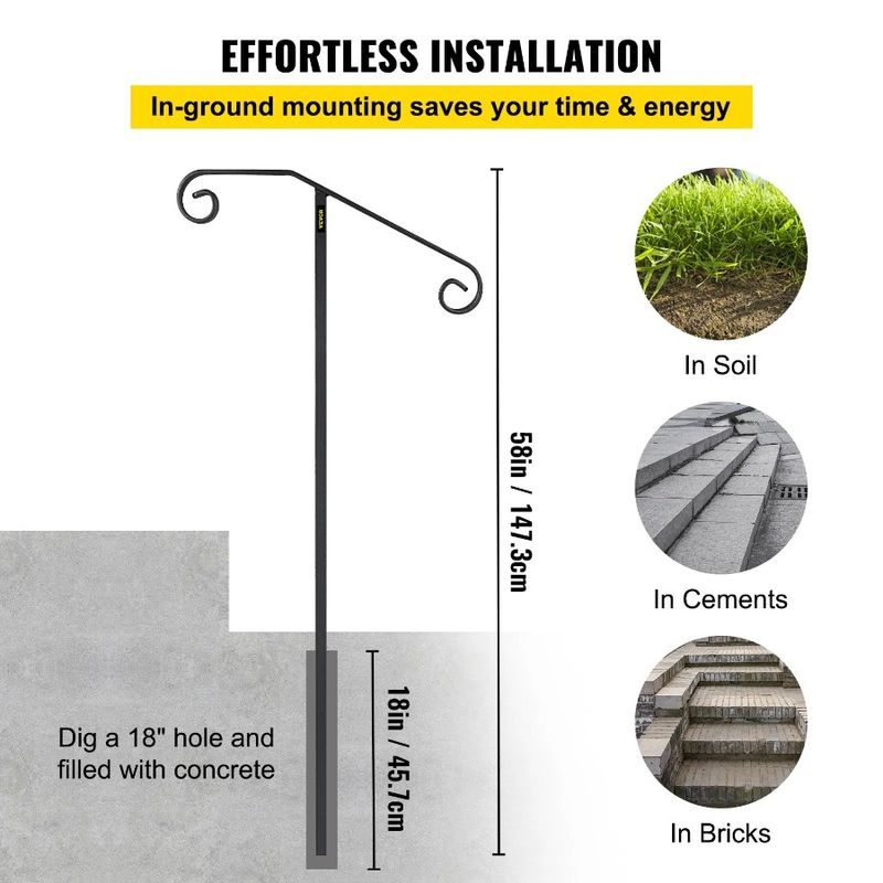 2 Single Mount Ground Rail 1 Wrought In Post Handrail Supports Long Single Post Grab Grab Iron Ra Steps Step Or Fits Post Post_voghion.com