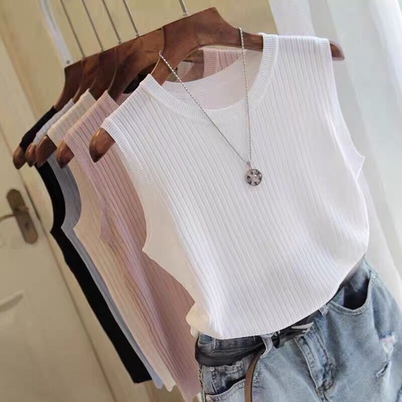 Canotta intima estiva 2025 per donna, maglietta senza maniche alla moda in maglia, maglia di base, canotta_voghion.com