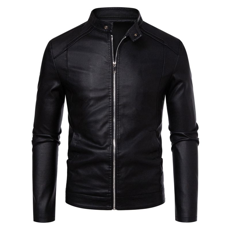 Giacca in pelle spessa, versatile, foderata in pile, vestibilità slim, da uomo, autunno inverno 2025, nuova taglia forte_voghion.com